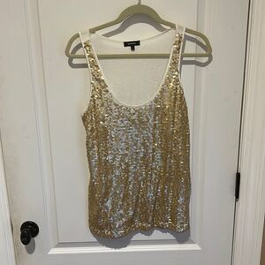 Express Cream Tank with Gold Sequins